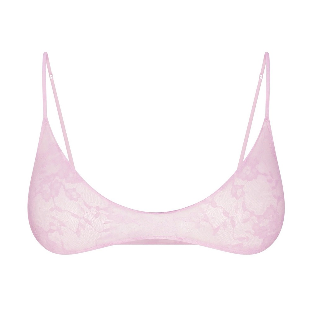 Skims Stretch Lace Skimpy  Scoop Bralette - New - Baby Pink - Large